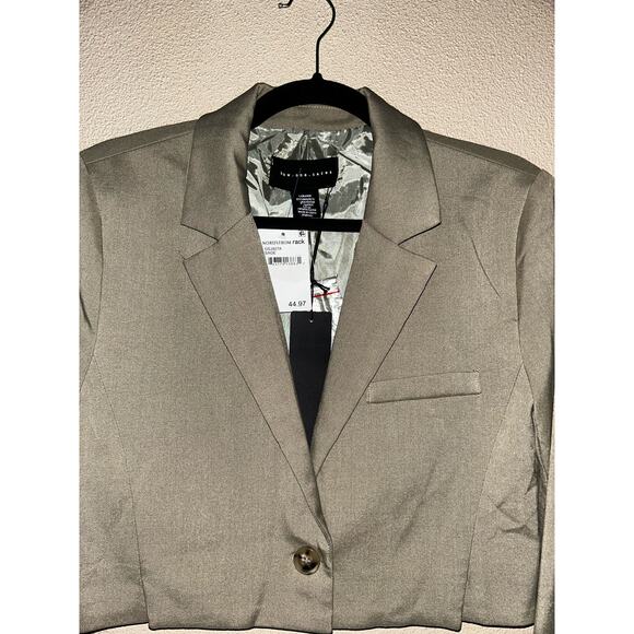 No One Cares Preppy Academia Baddie Y2K Sage Crop  Single Button  Blazer - Picture 3 of 9
